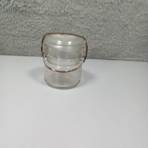 Antique Ball Ideal Clear Glass Canning Jar Wire Side Bail Patd July 14 1908 4.5"